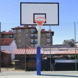 foto IMPIANTO MONOTUBOLARE ZINCATO CON PIASTRA basket/minibasket con sbalzo cm 165