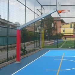 foto IMPIANTO MONOTUBOLARE ZINCATO CON PIASTRA basket/minibasket con sbalzo cm 225